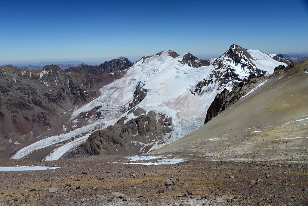 05 Horcones Glacier, Cerro de los Horcones, Cerro Cuerno On The Aconcagua Descent Just After Leaving Camp 2 Nido de Condores For Plaza de Mulas